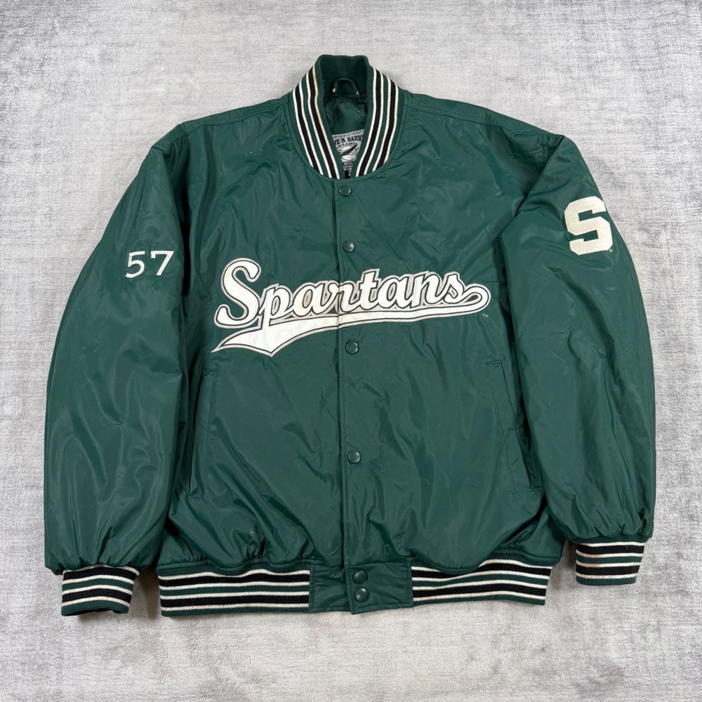 Michigan State Spartans Jacket Men XL Green Steeve & Barry's Varsity Tailswoop